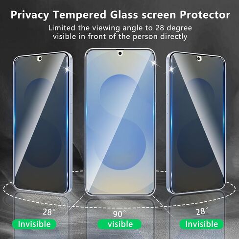2 Pack Privacy Screen Protector Designed for Samsung Galaxy S24 Plus/S25 Plus,Full Coverage Anti-Spy Tempered Glass Film,9H Hardness,Anti-Fingerprint,Bubble Free,Easy to Install in Saudi Arabia