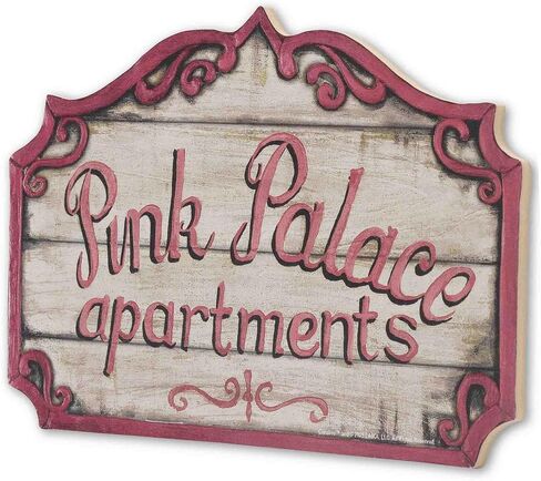 Coraline Pink Palace Apartments Decorative Wood Wall Decor - Vintage Coraline Sign for Home in Saudi Arabia