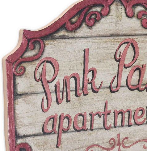 Coraline Pink Palace Apartments Decorative Wood Wall Decor - Vintage Coraline Sign for Home in Saudi Arabia