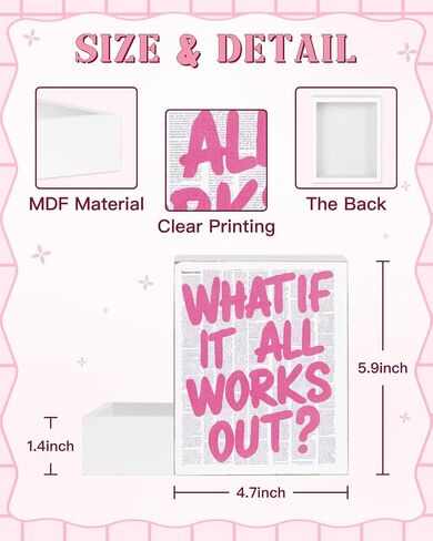 Putuo Decor Every Little Thing Is Gonna Be Alright Pink Box Sign Wooden Office Decor Positive Daily Reminder Gift For Girls Room Bedroom Office Classroom Desk Sign 5 X 6 Inches in Saudi Arabia