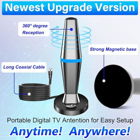 Digital TV Antenna for Smart Tv Indoor Antenna for Tv Without Cable with 360° Reception, Strong Magnetic Base tv Antenna for Local Channels -10ft Long Cables in Saudi Arabia