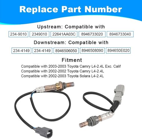 JDMON 2PCS O2 مستشعر الأوكسجين في اتجاه المصب بديل لعام 2002-2003 Toyota Camry ، Solara L4-2.4L متوافق مع 234-9010 ، 234-4149 in Saudi Arabia