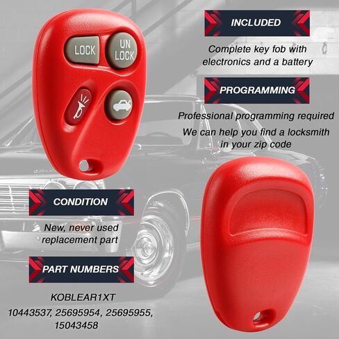 استبدال usaremote Key FOB لعام 2001 2002 2003 2004 2005 2006 2007 بويك كاديلاك شيفروليه GMC Oldsmobile Pontiac 4-Button الإدخال غير المفتاح 10443537 KOBLEAR1X in Saudi Arabia
