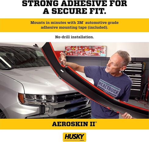 Husky Liners Aeroskin II Hood Protector | يناسب 2019-2025 GMC Sierra 1500 | انحراف الانحراف المنخفض/درع الأخطاء - 1 جهاز كمبيوتر. ، أسود محكم | 2830167 in Saudi Arabia