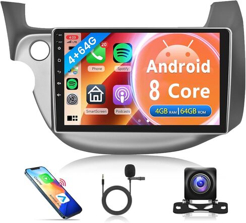 8 Core 4G+64G Car Radio for Honda Fit 2008-2013, Rimoody 10.1 Inch Android 13 Car Stereo Carplay Android Auto GPS Navigation WiFi Touch Screen Mirror Link Bluetooth FM/RDS SWC Backup Camera in Saudi Arabia