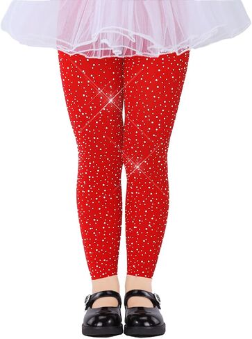LUCKELF Girls Footless Tights with Sparkle Rhinestone Ballet Dance Tights for School Students Soft Stockings in Kuwait