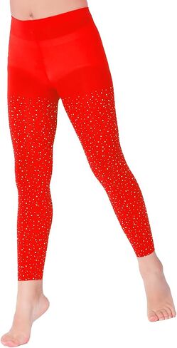 LUCKELF Girls Footless Tights with Sparkle Rhinestone Ballet Dance Tights for School Students Soft Stockings in Kuwait