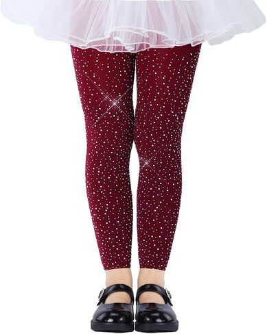 LUCKELF Girls Footless Tights with Sparkle Rhinestone Ballet Dance Tights for School Students Soft Stockings in Kuwait
