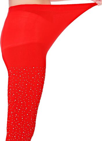 LUCKELF Girls Footless Tights with Sparkle Rhinestone Ballet Dance Tights for School Students Soft Stockings in Kuwait