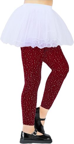 LUCKELF Girls Footless Tights with Sparkle Rhinestone Ballet Dance Tights for School Students Soft Stockings in Kuwait
