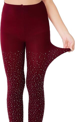 LUCKELF Girls Footless Tights with Sparkle Rhinestone Ballet Dance Tights for School Students Soft Stockings in Kuwait