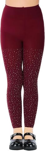LUCKELF Girls Footless Tights with Sparkle Rhinestone Ballet Dance Tights for School Students Soft Stockings in Kuwait