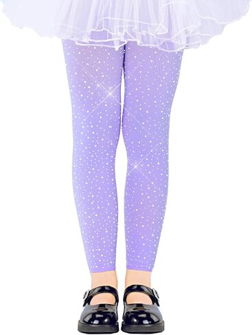 LUCKELF Girls Footless Tights with Sparkle Rhinestone Ballet Dance Tights for School Students Soft Stockings in Kuwait
