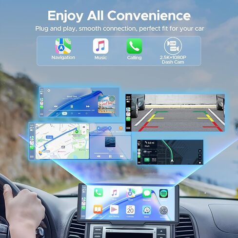 شاشة CarPlay اللاسلكية بحجم 9 بوصات مع شاشة تعمل باللمس الكاملة ، Apple Carplay & Android Auto ، GPS Mavigational ، Bluetooth ، FM ، Aux ، Link ، مساعد الصوت ، التثبيت السهل لمزيد من السيارات in Kuwait