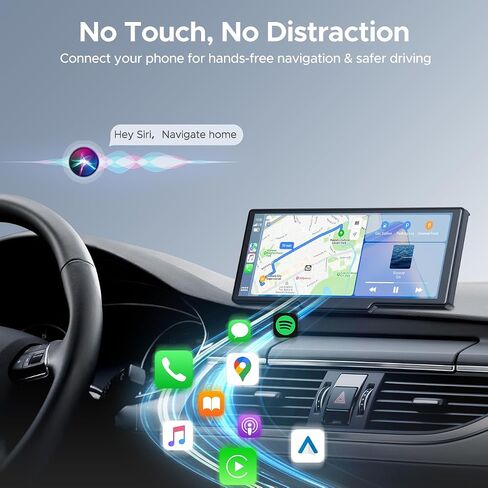 شاشة CarPlay اللاسلكية بحجم 9 بوصات مع شاشة تعمل باللمس الكاملة ، Apple Carplay & Android Auto ، GPS Mavigational ، Bluetooth ، FM ، Aux ، Link ، مساعد الصوت ، التثبيت السهل لمزيد من السيارات in Kuwait