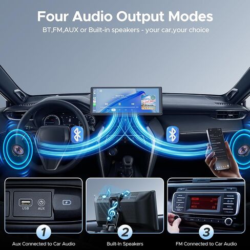 شاشة CarPlay اللاسلكية بحجم 9 بوصات مع شاشة تعمل باللمس الكاملة ، Apple Carplay & Android Auto ، GPS Mavigational ، Bluetooth ، FM ، Aux ، Link ، مساعد الصوت ، التثبيت السهل لمزيد من السيارات in Kuwait