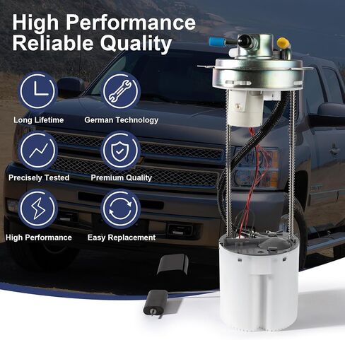 Electric Fuel Pump Assembly Compatible with 2010 2011 2012 2013 Chevy Silverado 1500 GMC Sierra 1500 V8 4.8L 5.3L 6.2L Flex Crew Extented Cab Replace E4005M with Sending Unit Pressure Sensor in Saudi Arabia