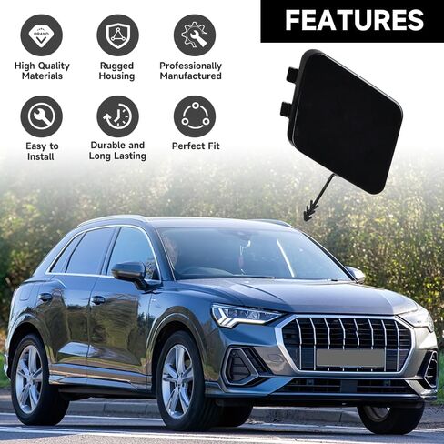 قبعة غطاء خطاف السحب الأمامية لـ Audi Q3 2015-2018 لـ Audi Q3 Quattro 2015-2018 | متينة وقوية | 8U0807241AGRU | قبعة غطاء ثقب العيون خطاف السحب in Saudi Arabia