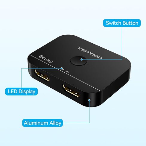 8K HDMI Switch 2 in 1 Out, HDMI Switch 4K 120Hz with LED Indicators/HDMI 2.1 Switch/HDMI Splitter 2 in 1 Out/HDMI Switcher Support 8K 4K 3D HDR for Xbox PS5/4/3 Blu-Ray TV/Player/Laptop PC (Green) in Kuwait