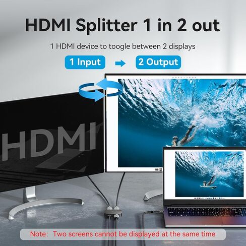 8K HDMI Switch 2 in 1 Out, HDMI Switch 4K 120Hz with LED Indicators/HDMI 2.1 Switch/HDMI Splitter 2 in 1 Out/HDMI Switcher Support 8K 4K 3D HDR for Xbox PS5/4/3 Blu-Ray TV/Player/Laptop PC (Green) in Kuwait