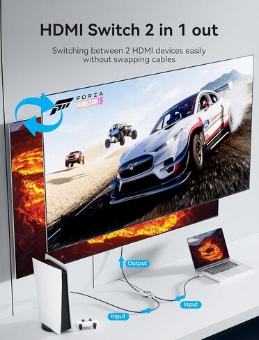 8K HDMI Switch 2 in 1 Out, HDMI Switch 4K 120Hz with LED Indicators/HDMI 2.1 Switch/HDMI Splitter 2 in 1 Out/HDMI Switcher Support 8K 4K 3D HDR for Xbox PS5/4/3 Blu-Ray TV/Player/Laptop PC (Green) in Kuwait