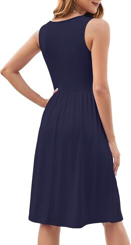 KUOTAI Womens Summer Dresses Sleeveless Casual Loose Swing Button Down Midi Dress V-Neck Flowy A-Line Sundress in Kuwait