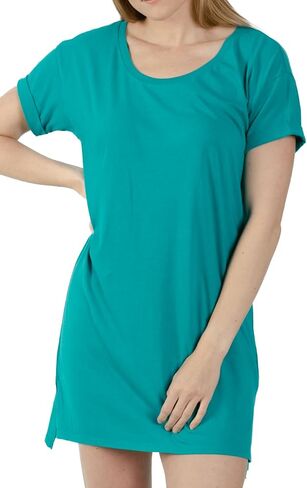 Women's Round-Neck High-Low Hem Short Sleeve Dress Cotton, S-XL Inclusive Sizing, 6 Colors in Saudi Arabia