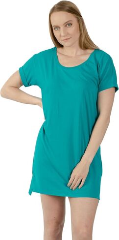 Women's Round-Neck High-Low Hem Short Sleeve Dress Cotton, S-XL Inclusive Sizing, 6 Colors in Saudi Arabia