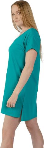 Women's Round-Neck High-Low Hem Short Sleeve Dress Cotton, S-XL Inclusive Sizing, 6 Colors in Saudi Arabia