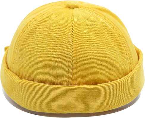 Unisex Stylish Rolled Cuff Skull Cap Adjustable Brimless Docker Hat Corduroy Cuff Harbour Beanie Hats in Kuwait