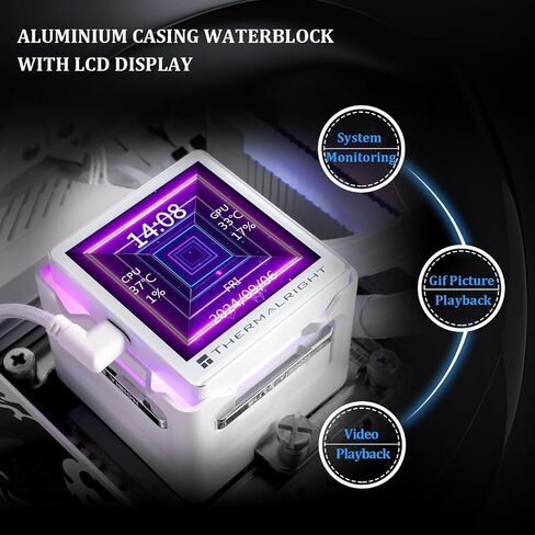 Thermalright Elite Vision 360 ARGB BLACK AIO CPU Liquid Cooler,IPS LCD Screen with 320*320 Resolution,for AM4/AM5/Intel LGA1700/1851,’2.73 inch’Magnet-Absorbent LCD Screen for Images,Black PC Cooling in Kuwait