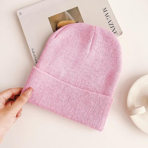 Beanie for Men Women, Unisex Knitted Caps Soft Cuffed Plain Hat for Winter Warm in Saudi Arabia