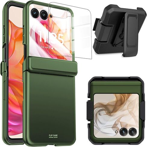 for Motorola Razr 2024 Case with Belt Clip Holster, Motorola Razr 50 2024 Hinge Protection Case & Razr 50 2024 Hard Shell Cover with Rotating Clip Holster Belt Hip Phone Holster for Razr 2024 in Kuwait