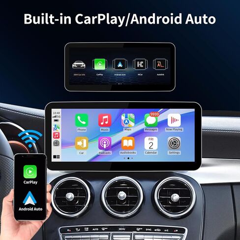 Wireless CarPlay/Android Auto 10.25/12.3 Inch Touchscreen for Mercedes Benz C/GLC W205 X253 (2015-2018) with NTG5.0/5.1/5.2, Car Radio Receiver, Multimedia, Bluetooth, Car Stereo (10.25inch) in Saudi Arabia