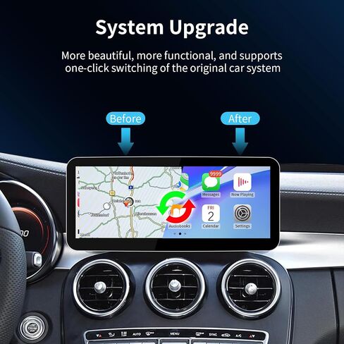 Wireless CarPlay/Android Auto 10.25/12.3 Inch Touchscreen for Mercedes Benz C/GLC W205 X253 (2015-2018) with NTG5.0/5.1/5.2, Car Radio Receiver, Multimedia, Bluetooth, Car Stereo (10.25inch) in Saudi Arabia