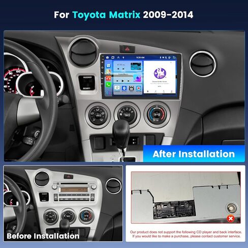 2+64GB for Toyota Matrix 2009-2014 Android 13 Car Stereo Wireless Carplay Android Auto, 9" Touch Screen Radio GPS WiFi Bluetooth SWC Mic AHD Backup Camera in Saudi Arabia