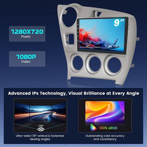 2+64GB for Toyota Matrix 2009-2014 Android 13 Car Stereo Wireless Carplay Android Auto, 9" Touch Screen Radio GPS WiFi Bluetooth SWC Mic AHD Backup Camera in Saudi Arabia
