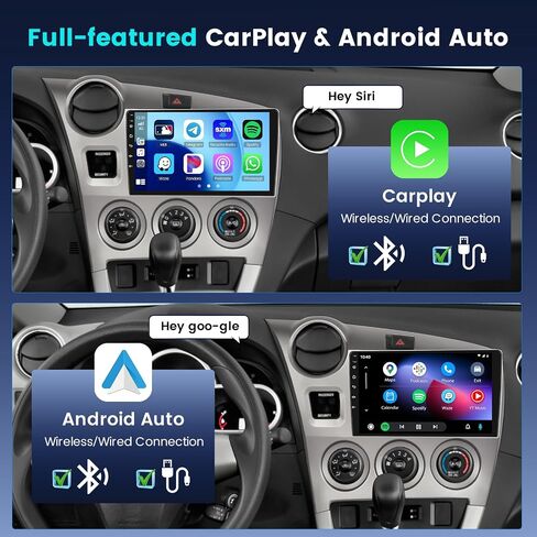 2+64GB for Toyota Matrix 2009-2014 Android 13 Car Stereo Wireless Carplay Android Auto, 9" Touch Screen Radio GPS WiFi Bluetooth SWC Mic AHD Backup Camera in Saudi Arabia