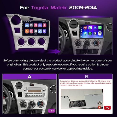 2+64GB for Toyota Matrix 2009-2014 Android 13 Car Stereo Wireless Carplay Android Auto, 9" Touch Screen Radio GPS WiFi Bluetooth SWC Mic AHD Backup Camera in Saudi Arabia