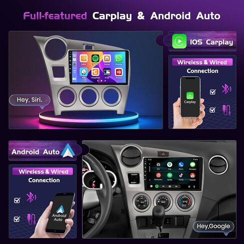 2+64GB for Toyota Matrix 2009-2014 Android 13 Car Stereo Wireless Carplay Android Auto, 9" Touch Screen Radio GPS WiFi Bluetooth SWC Mic AHD Backup Camera in Saudi Arabia