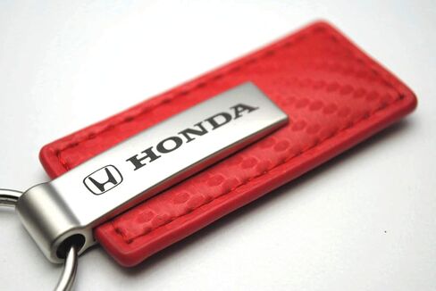 AU-TOMOTIVE GOLD Carbon Fiber Rectangular Leather Key Chain for Honda (Red) in Saudi Arabia