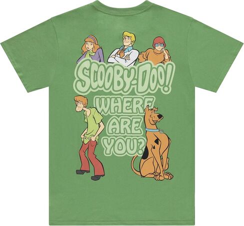 Scooby Doo Mens Throwback Shirt, Shaggy, Velma Tee - Classic Front and Back Rubber Patch T-Shirt in Saudi Arabia