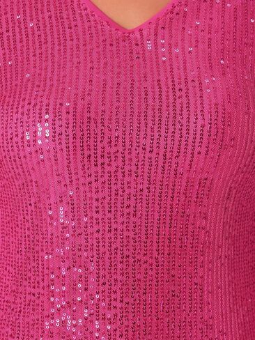 Allegra K Sequin Top for Women's 3/4 Bell Sleeve V Neck Metallic Sparkly Glitter Party Blouse in Saudi Arabia