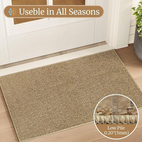 Faux Jute Non-Slip Area Rug, 4x6 Washable Pet-Friendly Floor Mat for Living Room, Bedroom, Entryway, Machine Woven Durable Scratch Resistant Carpet, Camel in Saudi Arabia