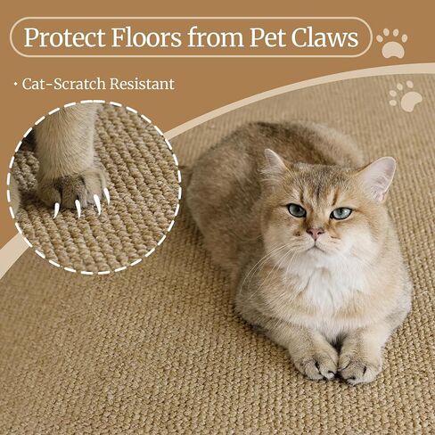 Faux Jute Non-Slip Area Rug, 4x6 Washable Pet-Friendly Floor Mat for Living Room, Bedroom, Entryway, Machine Woven Durable Scratch Resistant Carpet, Camel in Saudi Arabia