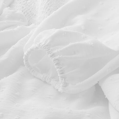 Aopwsrlyi Women's Off Shoulder Ruffle Dress Puff Long Sleeve White Romper Dress Flowy Layered A-Line Puffy Mini Dress in Kuwait