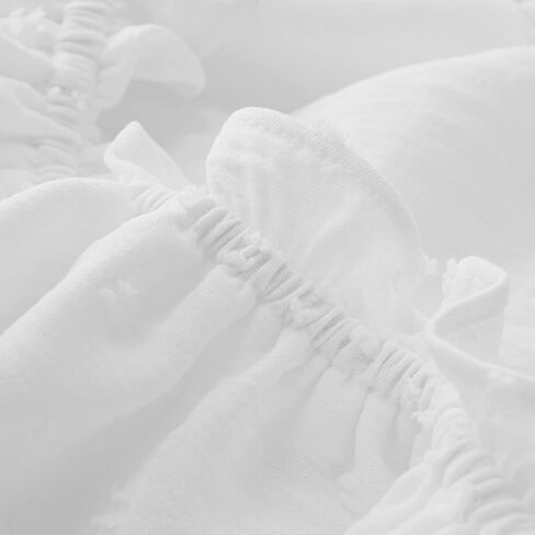 Aopwsrlyi Women's Off Shoulder Ruffle Dress Puff Long Sleeve White Romper Dress Flowy Layered A-Line Puffy Mini Dress in Kuwait