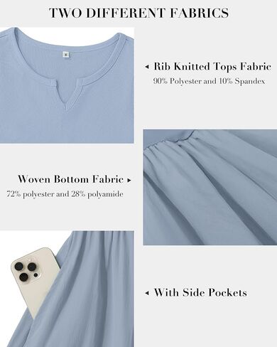 MOLERANI Women Summer Casual Sleeveless Midi Sundress 2025 Patchwork Knit V Neck Tank Flowy Beach Vacation Dress with Pockets in Kuwait