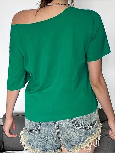 Soly Hux Letter Women's Graphic Tees قبالة الكتف الأكمام قصيرة الأكمام in Kuwait