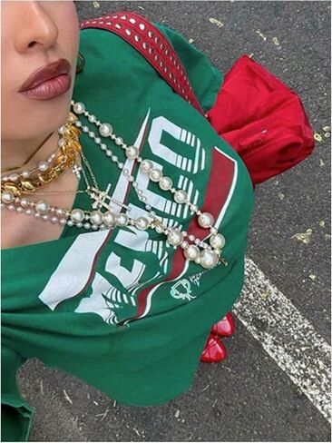 Soly Hux Letter Women's Graphic Tees قبالة الكتف الأكمام قصيرة الأكمام in Kuwait